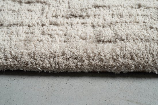 Tapis Rugsman Kyoto 014.0500.2323 - 160 x 230 cm - Beige - Rectangulaire - Polyester - Salle à manger, Salon, Chambre - Uni - Style moderne et champêtre