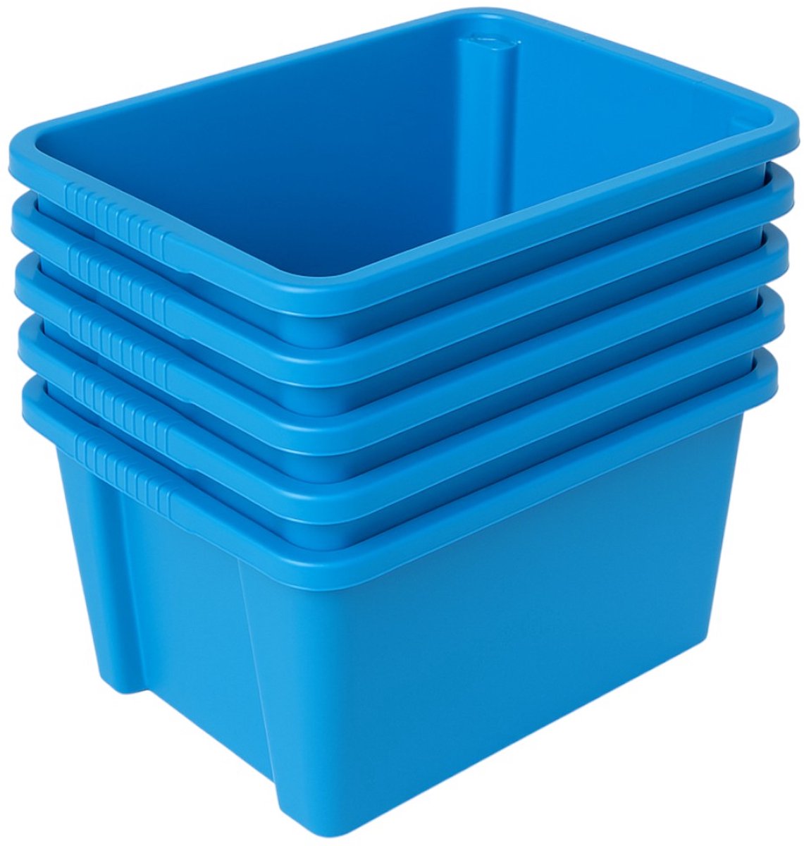 Alpfa - Opbergboxen - Opslagbakken - Stapelbakken - Stapelbox - Opslagbak - Opbergdoos - Geschikt voor IKEA kast - Stapelbaar - Set van 5 Stuks - 32 Liter - Blauw - 42x33x23 cm