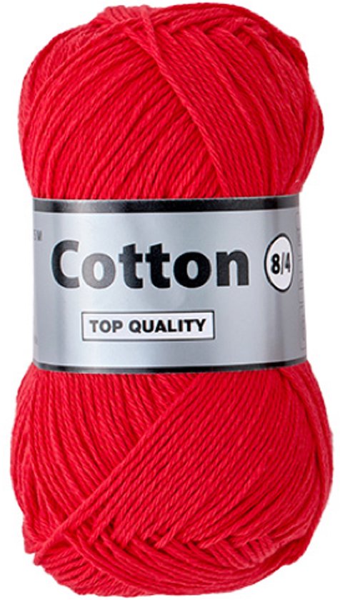 Lammy Yarns Cotton Eight 8/4 - tomaat rood (044) - 1 bol van 50 gram - dun katoen garen