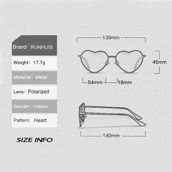 Gepolariseerde hartvormige zonnebril voor dames en heren - Vintage hippie look, perfect voor festivals en feesten - Metalen frame met UV400 bescherming — afbeelding 4