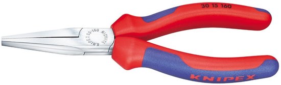 Knipex combinatietang met rode en blauwe handvatten. De bek is 160mm lang.