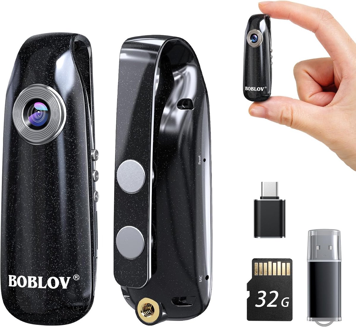 Mini-camera 1080p Full HD voor politie, motorfiets, fiets en sport