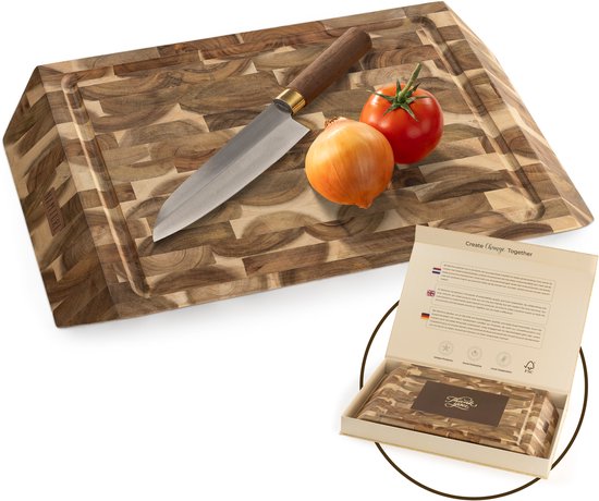 Namture - Snijplank Hout - Premium Olie - 45x30x4 cm - Uniek Design - Hakblok Kopshout - Anti slip