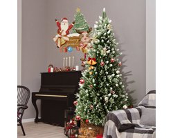 Aufun 180cm Premium Kunstkerstboom met LED-verlichting, Kunstkerstboom met natuurlijk witte sneeuwvlokken van PE & PVC dennennaalden, Snelmontage- en vouwsysteem