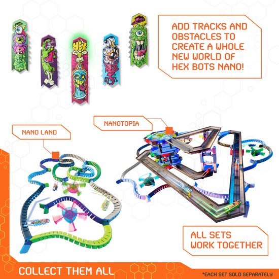 HEX BOTS nano 5 Pack, 4 nano Bots met extra Flash nano, sensorisch speelgoed voor kinderen en katten met trillingstechnologie, insecten- en minirobotspeelgoed