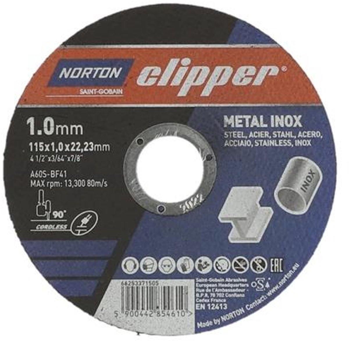 Trennscheibe D115x1,0mm Typ 41 Metall-Inox 13300 min-1