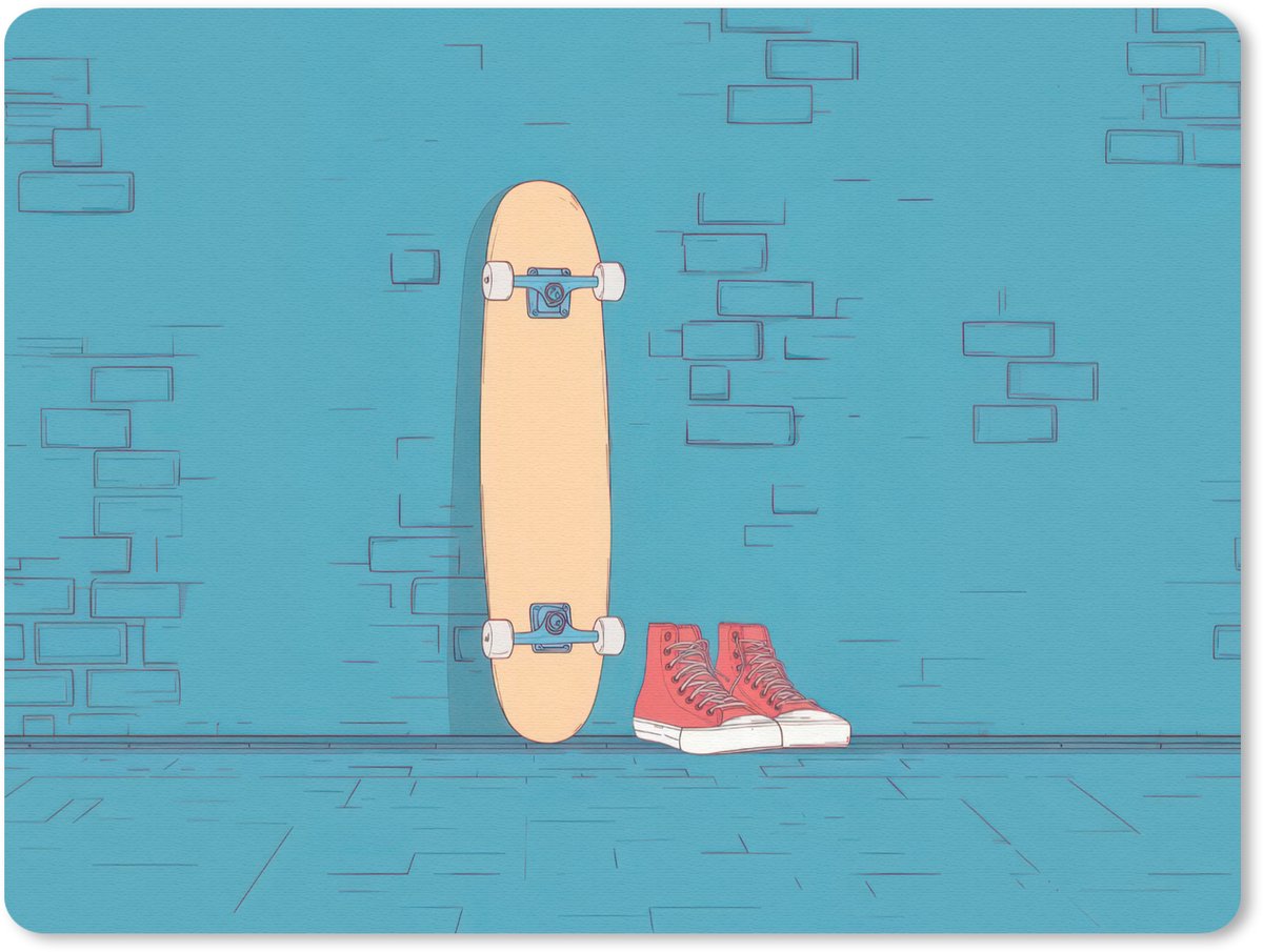 Muismat 23x19 cm - Mousepad Skateboard - Gympen - Rood - Minimalistisch - Muismatten