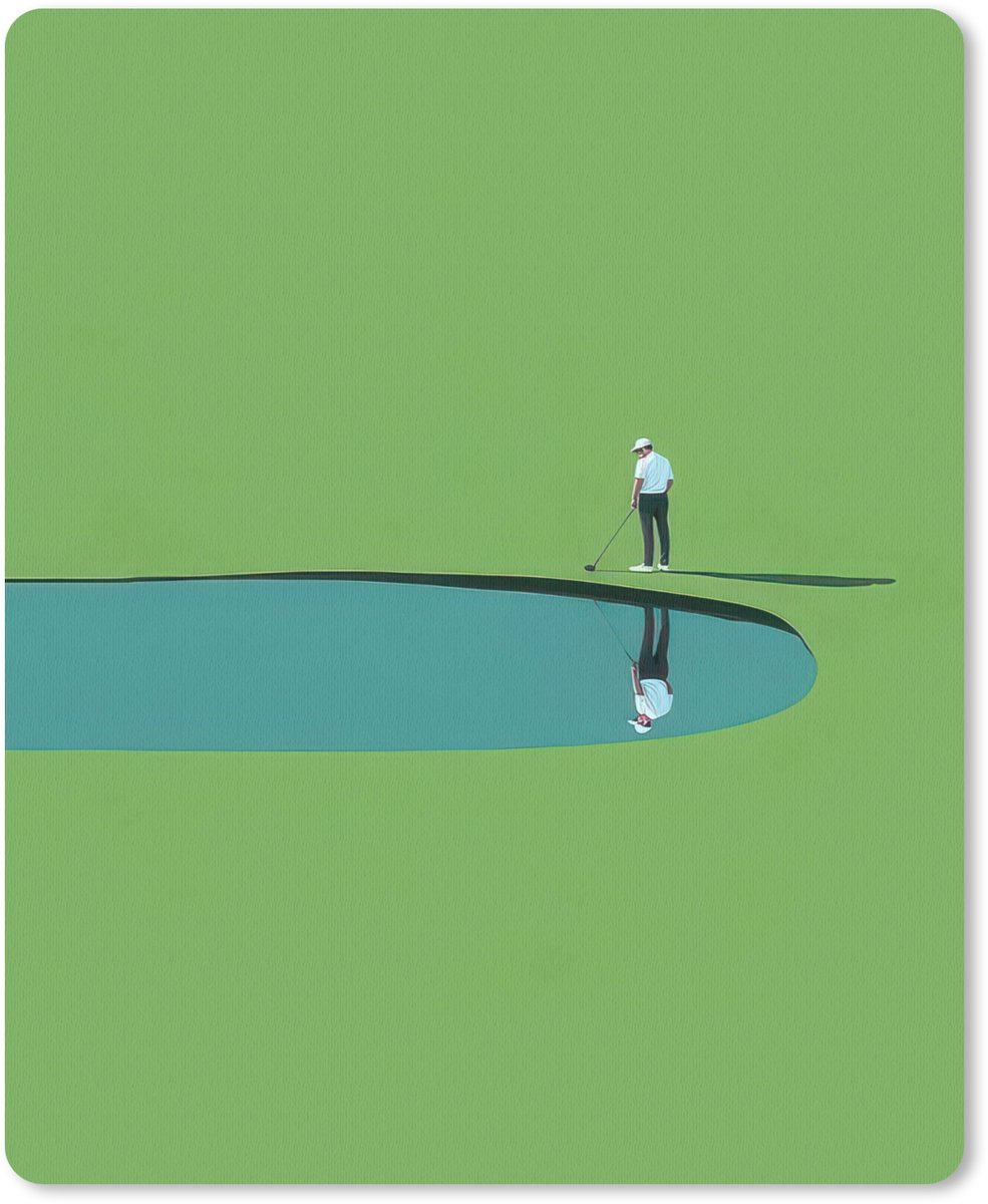 Muismat 19x23 cm - Mousepad Persoon - Golf - Water - Blauw - Muismatten