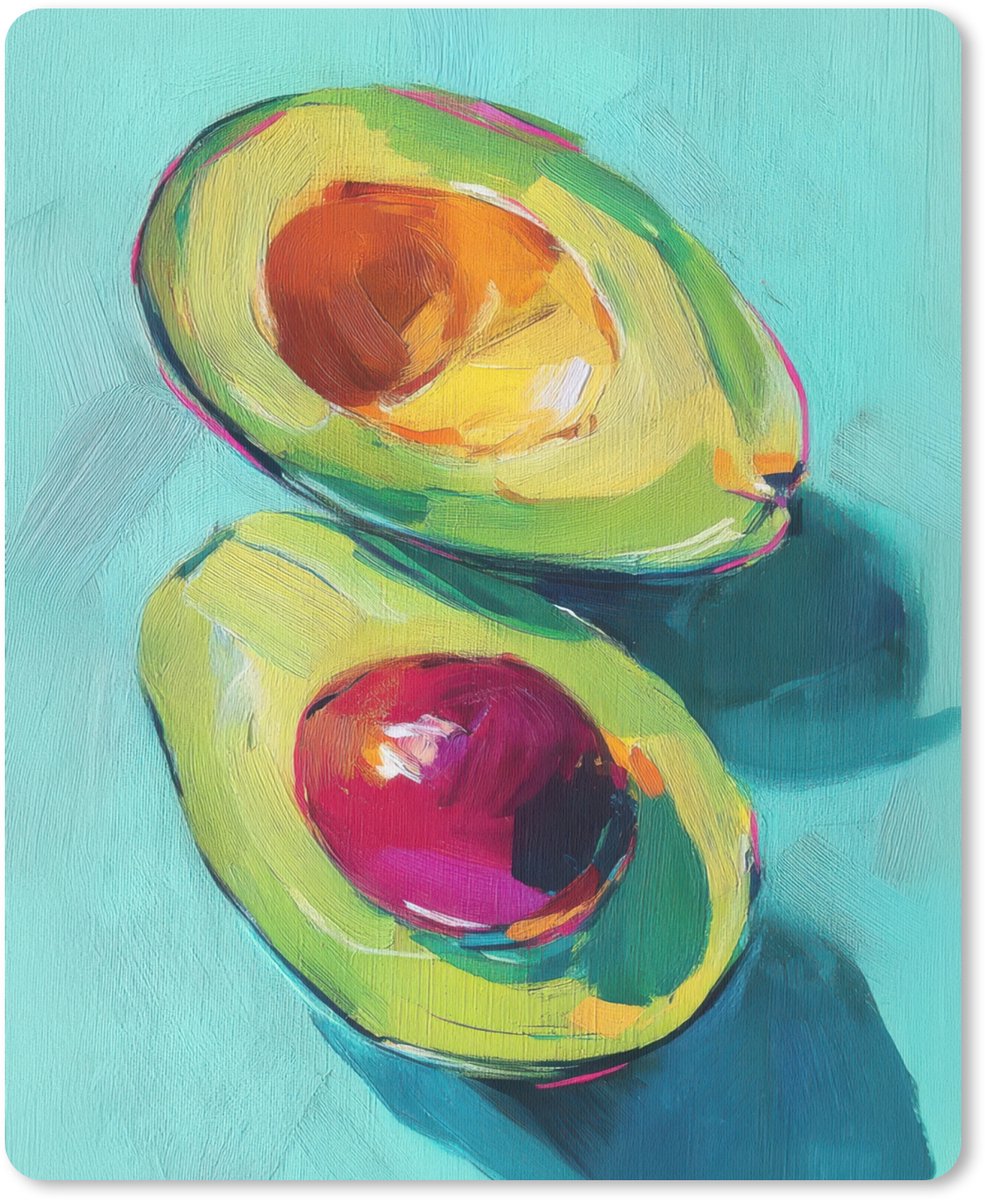 Muismat 19x23 cm - Mousepad Avocado - Groen - Pit - Schaduw - Muismatten
