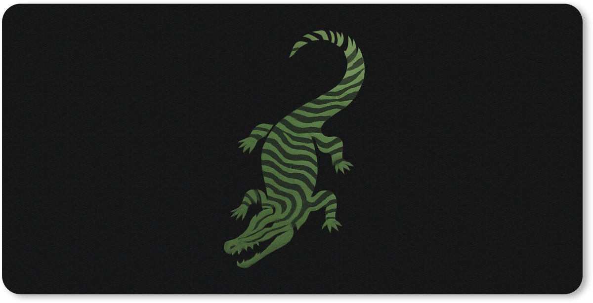 Muismat XXL 100x50 cm - Bureau onderlegger - Bureau mat Krokodil - Groen - Tijgerachtig - Strepen - Bureaumat - Gaming mousepad xl - Bureaulegger groot - Computer deskmat