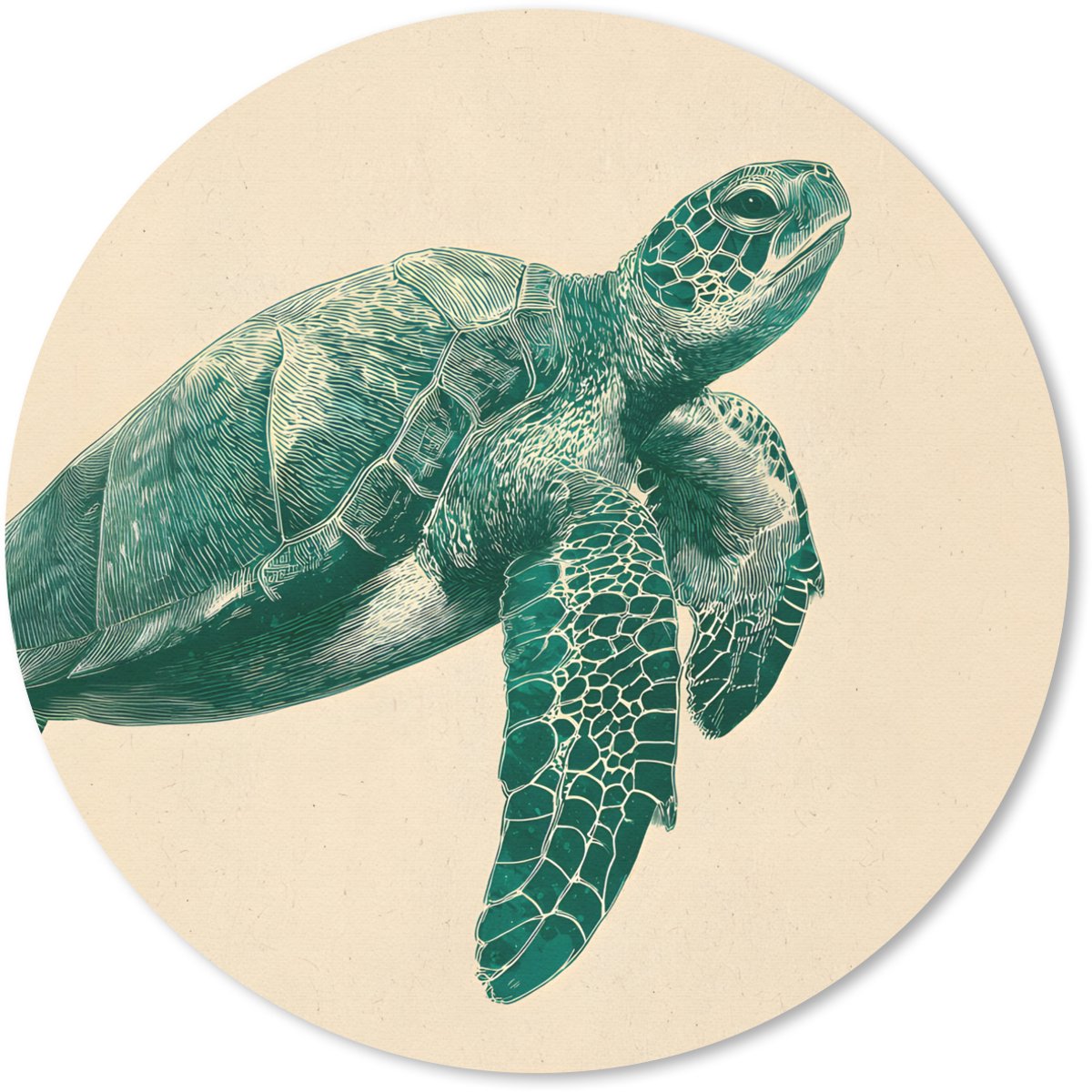 Muismat rond 50x50 cm - Mousepad Schildpad - Sierlijk - Groen - Schild - Ronde muismatten