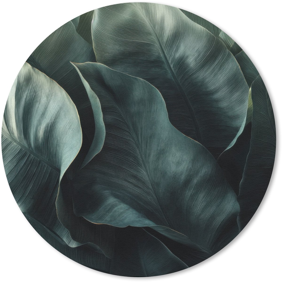 Muismat rond 50x50 cm - Mousepad Groen - Bladeren - Glad - Nerven - Ronde muismatten