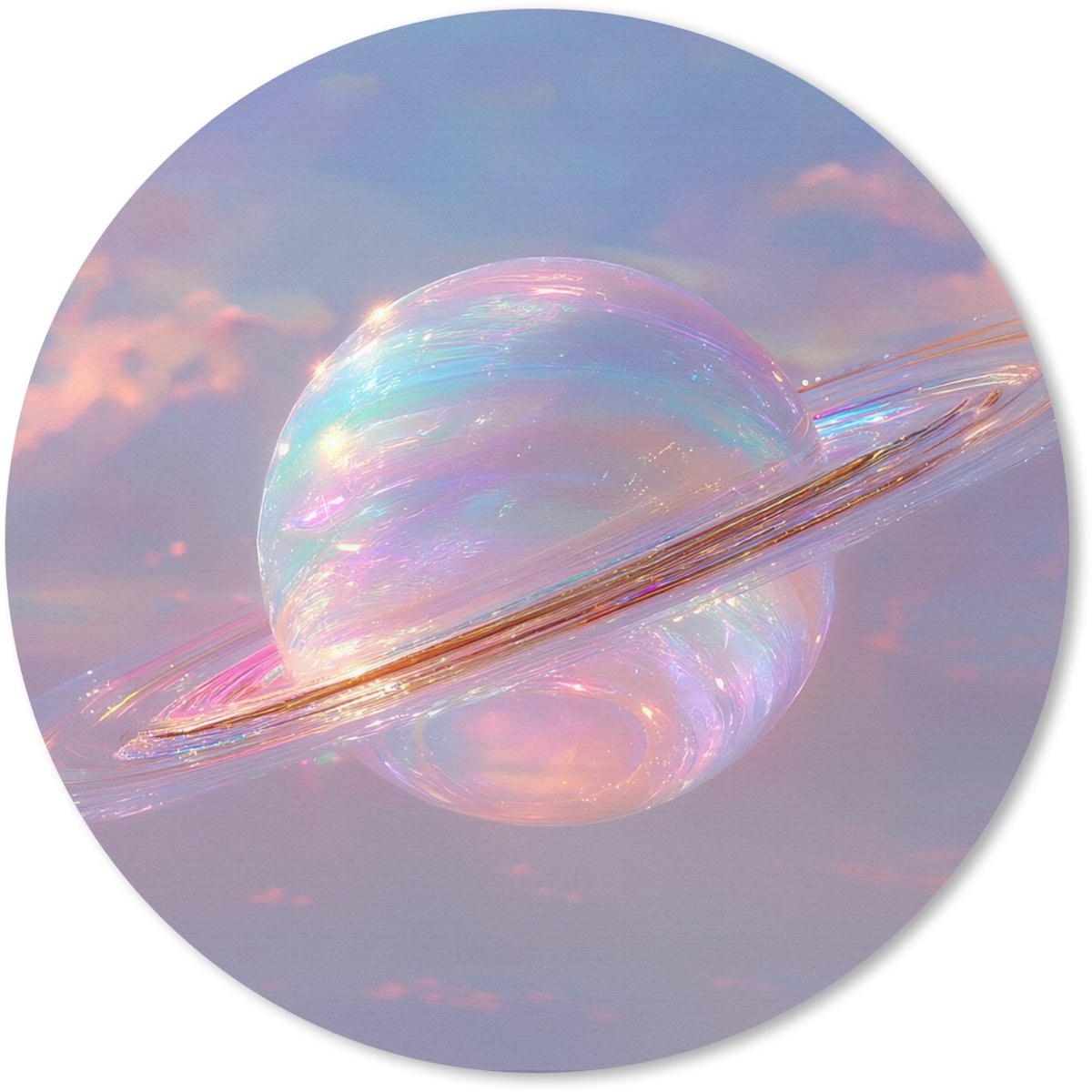 Muismat rond 30x30 cm - Mousepad Planeet - Lucht - Wolken - Pasteltinten - Ronde muismatten