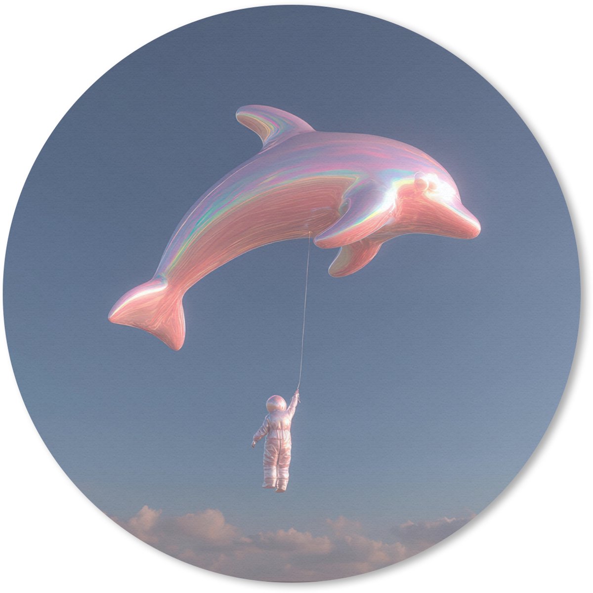 Muismat rond 20x20 cm - Mousepad Dolfijn - Roze - Astronaut - Ronde muismatten