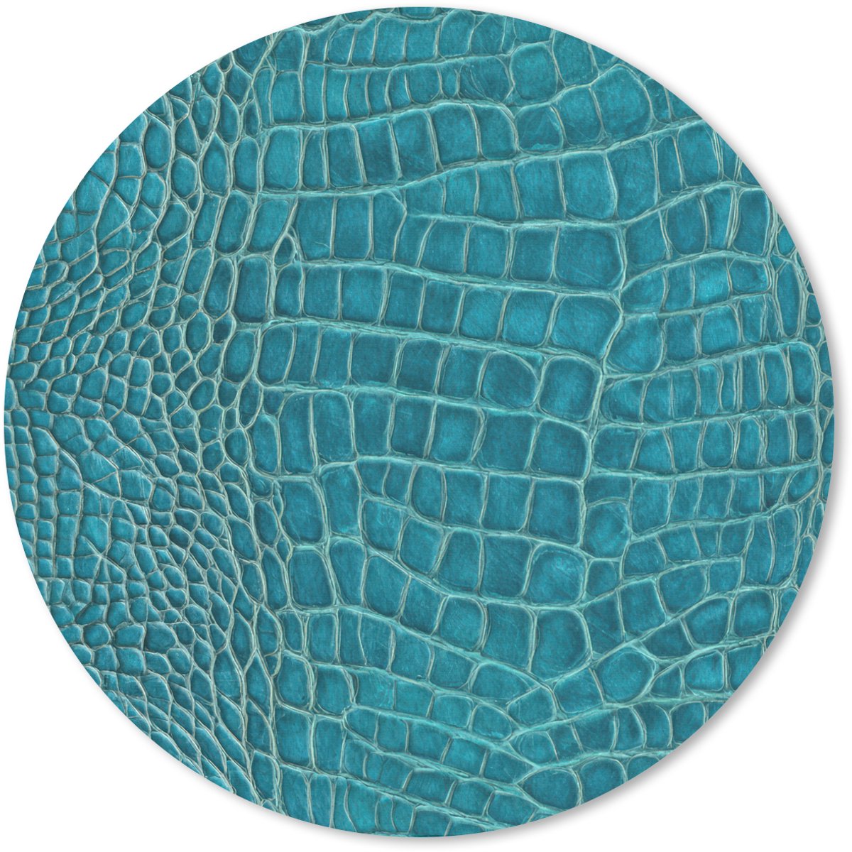 Muismat rond 30x30 cm - Mousepad Krokodillenleertextuur - Blauw - Exotisch - Ronde muismatten