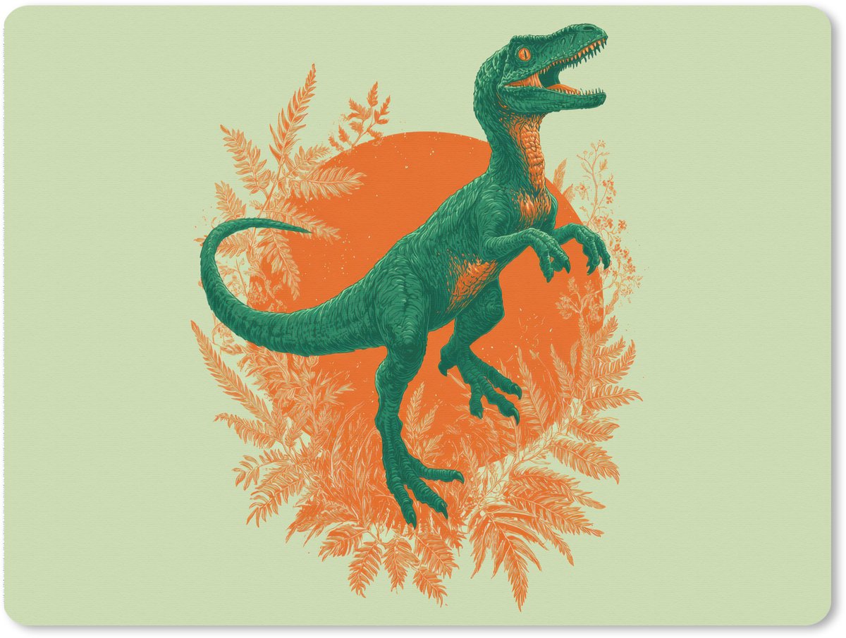 Muismat XXL 80x60 cm - Bureau onderlegger - Bureau mat Dinosaurus - Groen - Planten - Cirkel - Bureaumat - Gaming mousepad xl - Bureaulegger groot - Computer deskmat