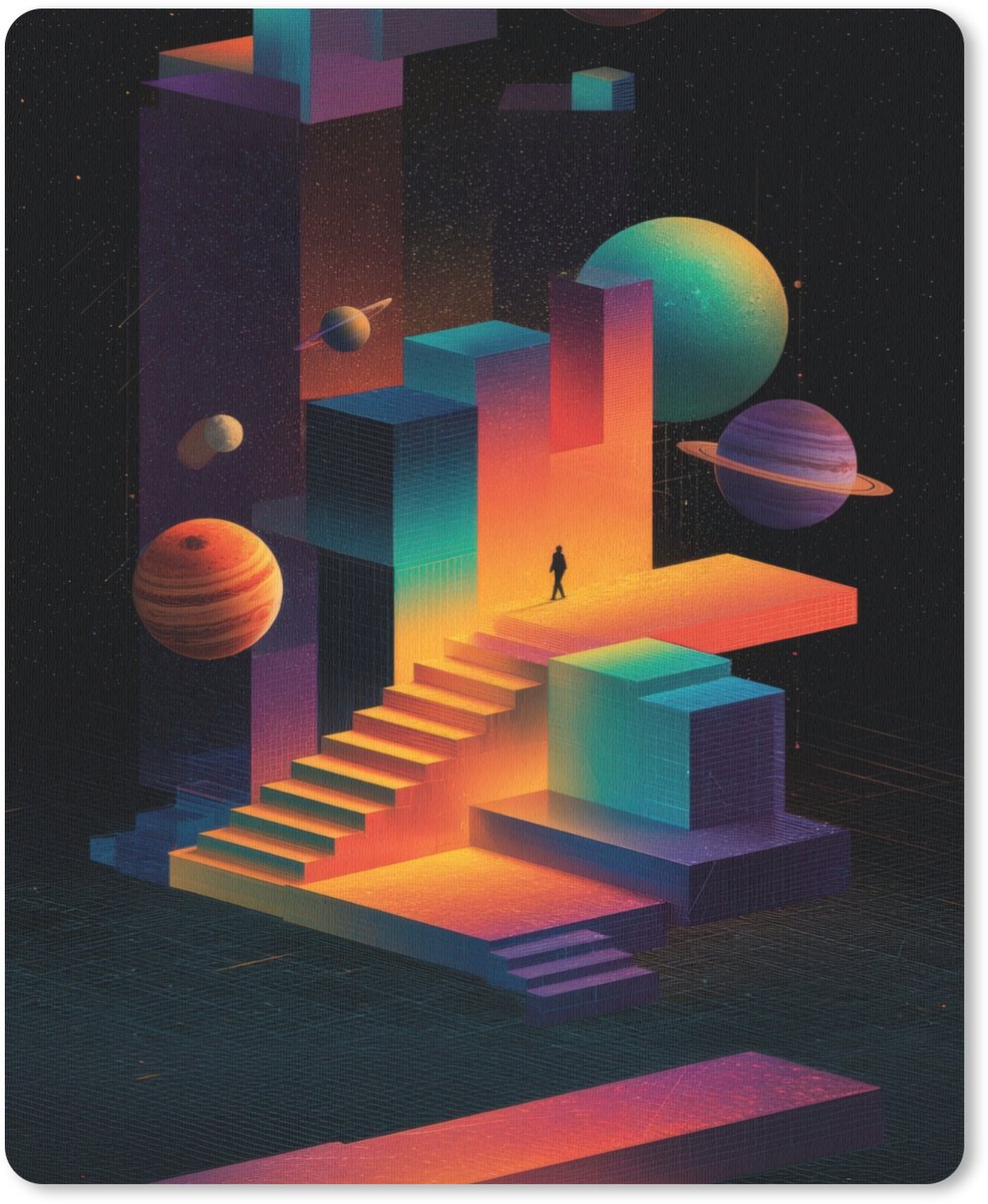 Muismat 19x23 cm - Mousepad Abstract - Trappen - Mens - Planeten - Muismatten