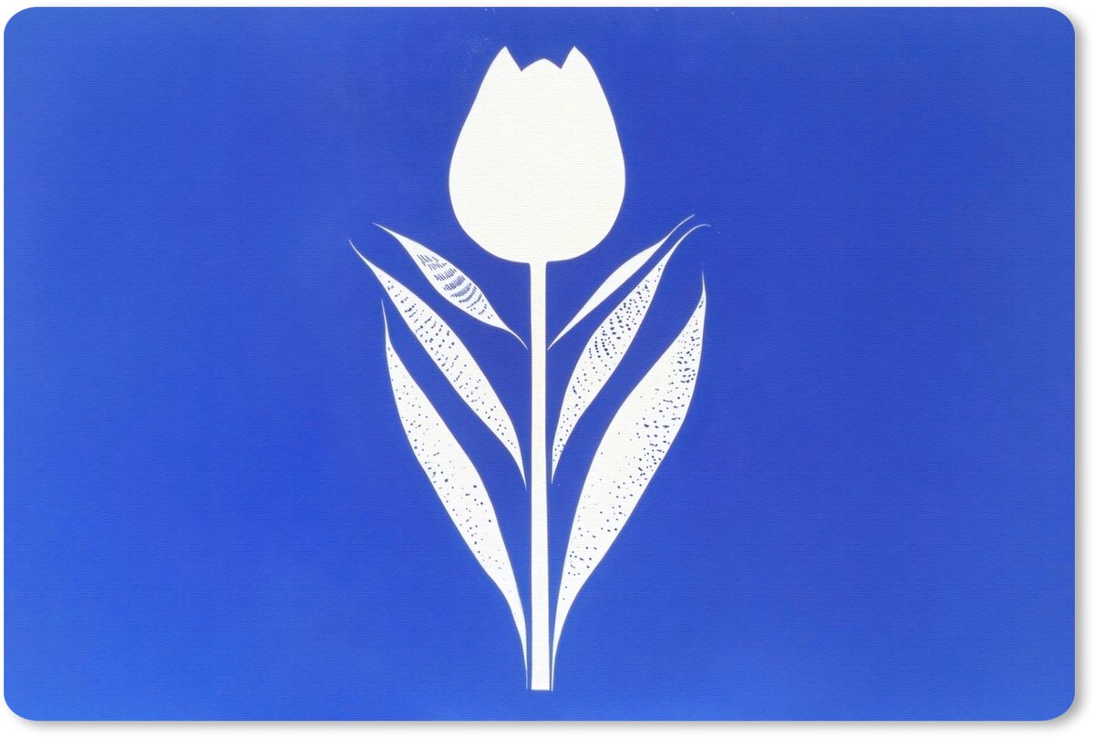 Muismat 27x18 cm - Mousepad Tulp - Minimalistisch - Bladeren - Wit - Muismatten