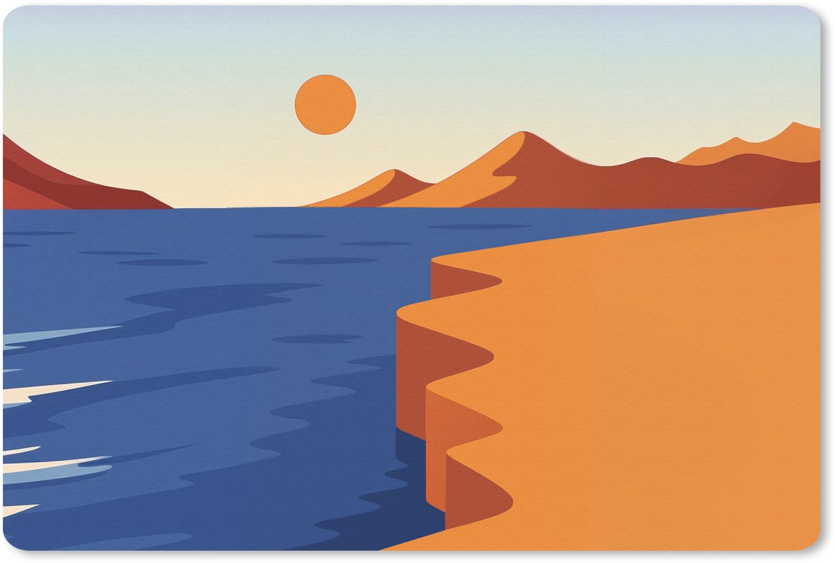 Muismat 27x18 cm - Mousepad Landschap - Bergen - Zon - Zee - Muismatten