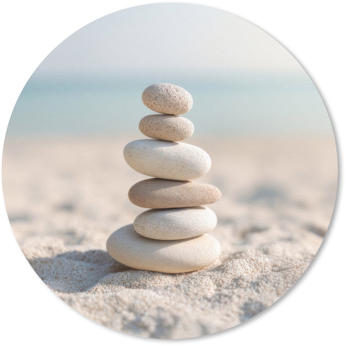 Muismat rond 20x20 cm - Mousepad Stenen - Stapel - Zand - Zee - Ronde muismatten