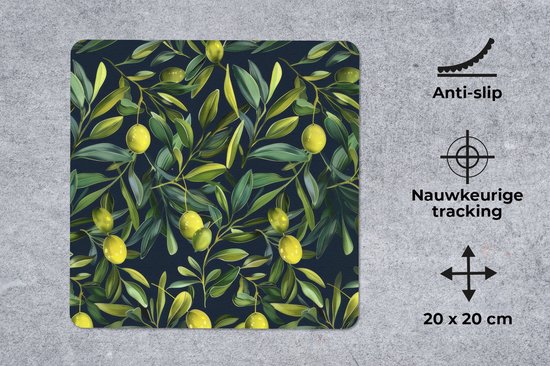 Muismat 20x20 cm - Mousepad Citroenen - Bladeren - Natuurlijk - Muismatten
