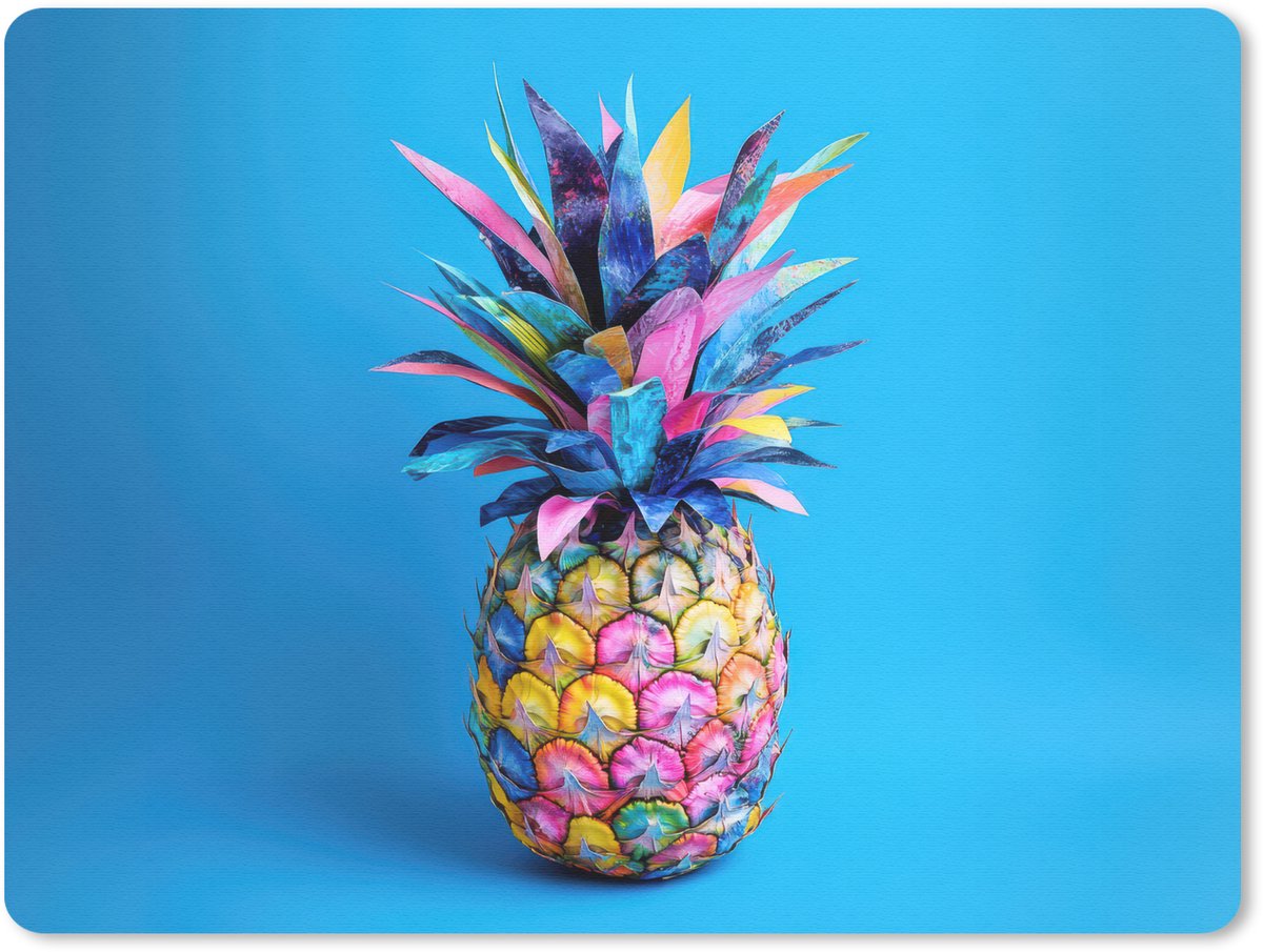 Muismat 23x19 cm - Mousepad Ananas - Blauw - Tropisch - Vrolijk - Muismatten
