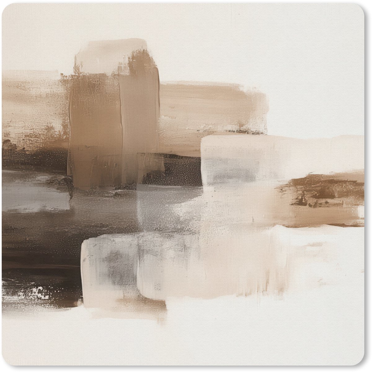 Muismat 20x20 cm - Mousepad Penseelstreken - Abstract landschap - Rust - Muismatten