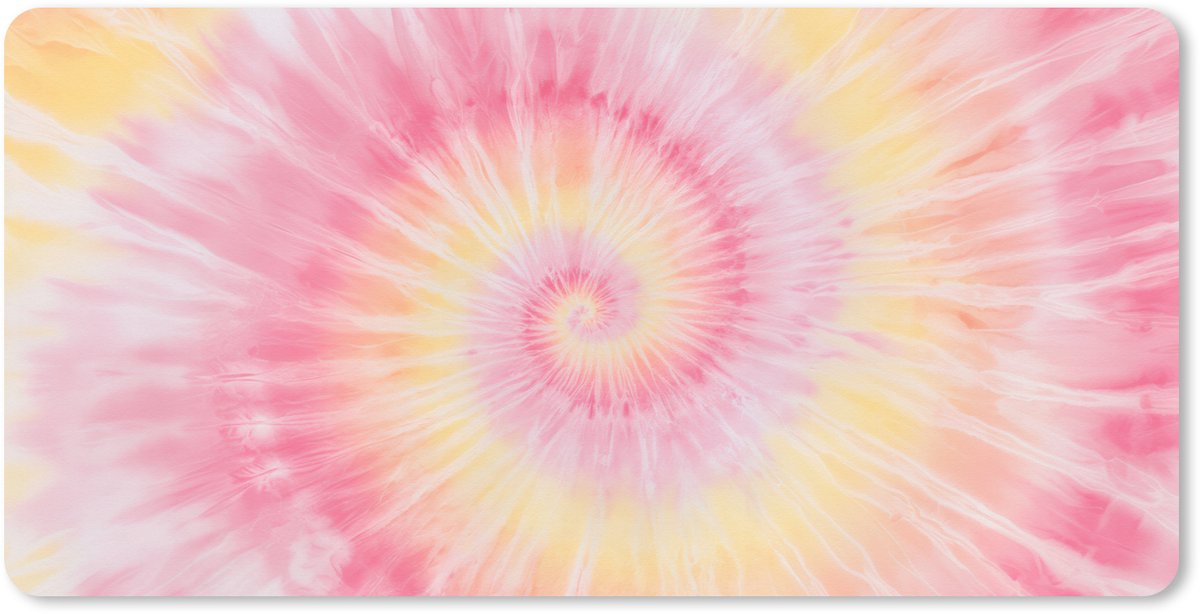Muismat XXL 120x60 cm - Bureau onderlegger - Bureau mat Patroon - Tie Dye - Pasteltinten - Roze - Bureaumat - Gaming mousepad xl - Bureaulegger groot - Computer deskmat
