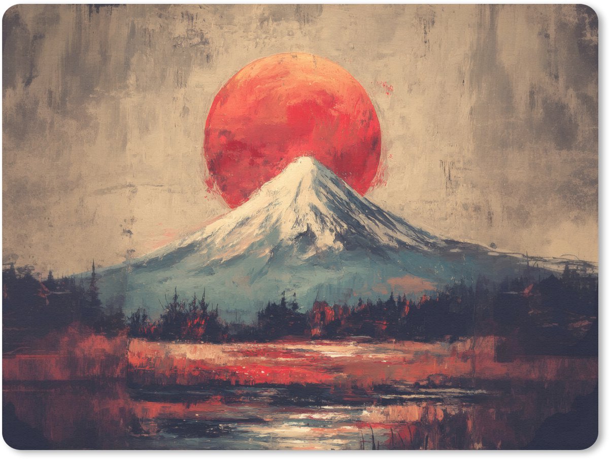 Muismat 23x19 cm - Mousepad Bergtop - Sneeuw - Zon - Muismatten