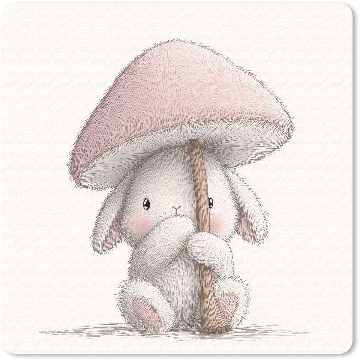 Muismat 30x30 cm - Mousepad Paddenstoel - Konijn - Roze - Muismatten