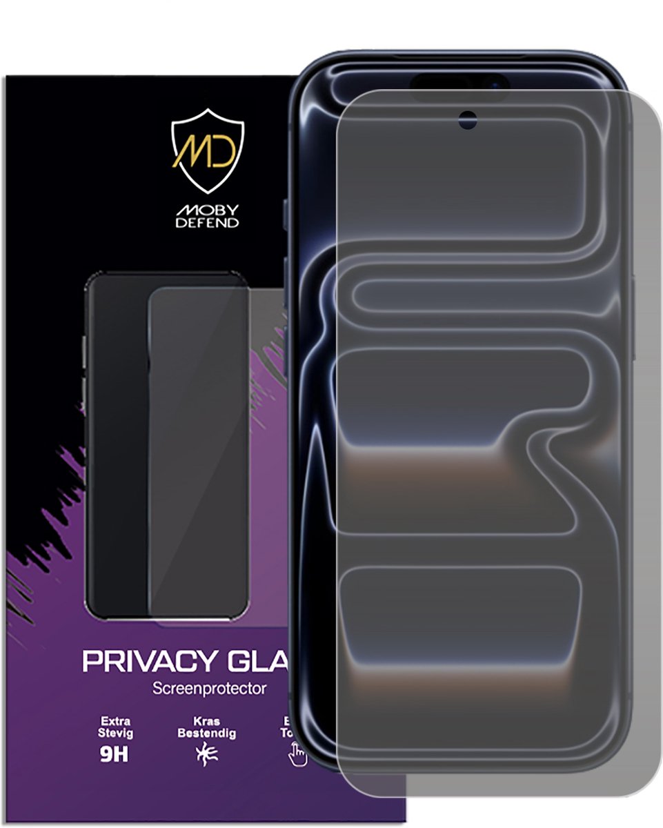 MobyDefend Screenprotector - Geschikt voor iPhone 17 Pro - Matte Privacy Glass Screensaver