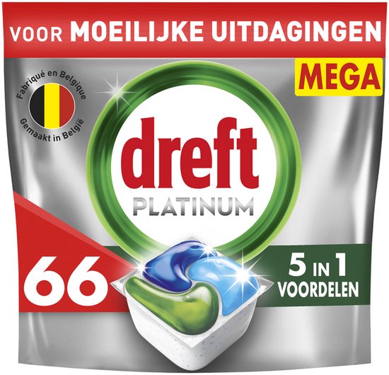 Dreft Platinum All In One Vaatwastabletten - Original - 66 Capsules
