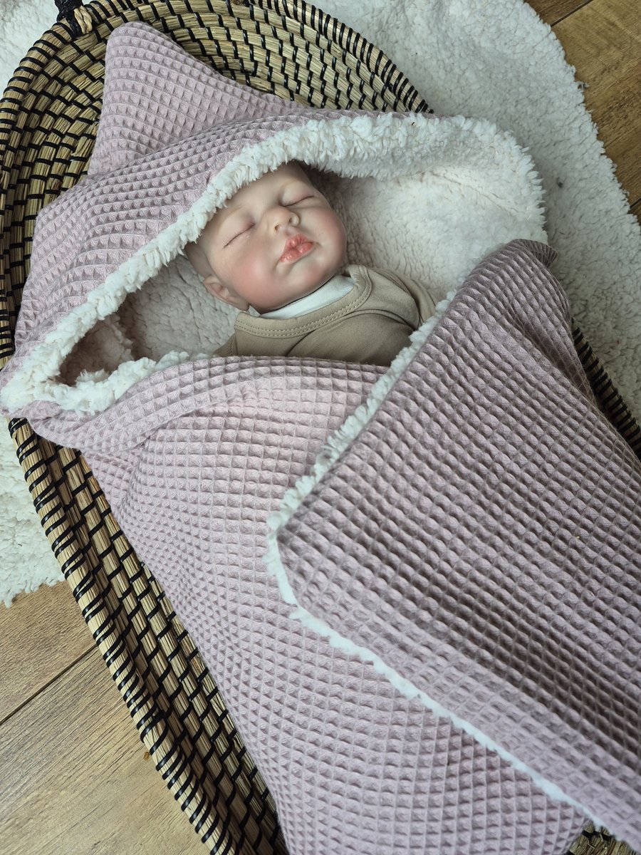 Wikkeldeken - Omslagdoek - Badcape - Roze / Teddy - 70x70cm / Baby Creaties