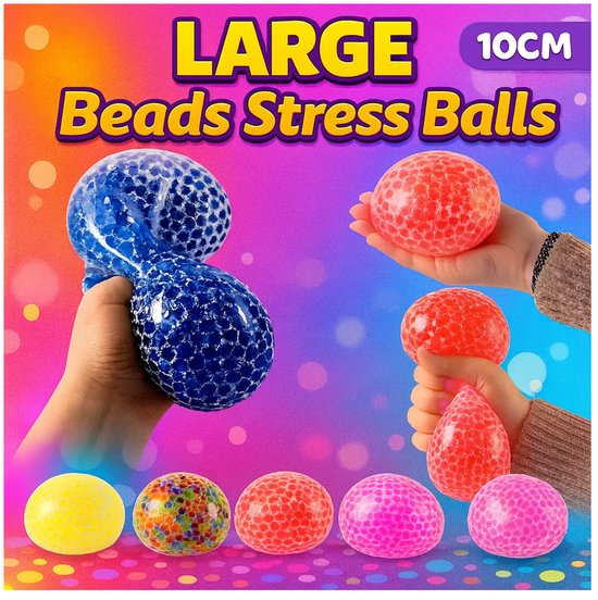 Mega Squeezy stressbal met balletjes - 10 cm groot - 1 exemplaar - 360 gram - Knijpbal - ADHD - Helpt stress verminderen