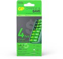 GP Charge & Save verpakking voor AA/AAA batterijen, met 4 uur snelladen en USB-C oplader.