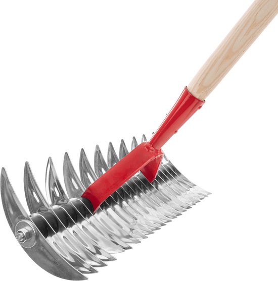 KADAX Gazonventilator, handmatige verticuteermachine voor tuin, gazon, mos, tuingereedschap van metaal, snijdrek, cultivator, gazonbeluchter, handverticuteermachine (tweezijdig, met steel) van Merkloos	 — afbeelding 4
