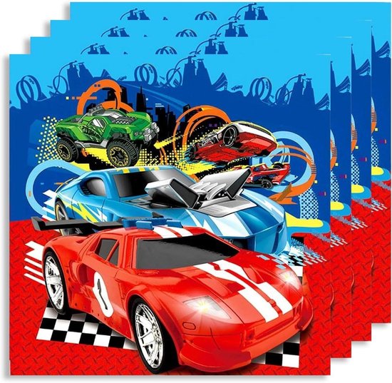 PIXHOTUL 61 stuks raceauto feestdecoraties: zwart-wit geruite papieren borden, servetten en tafelkleed voor kinderen, raceauto sport thema verjaardag