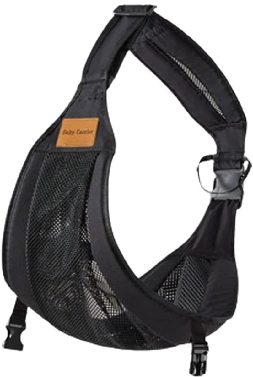 Image of 1 Zwarte draagzak - 14 × 114-155 cm - Mesh - Comfortabel en gebruiksvriendelijk - Draagbare draagzak - Ergonomische draagzak - Geschikt voor pasgeborenen