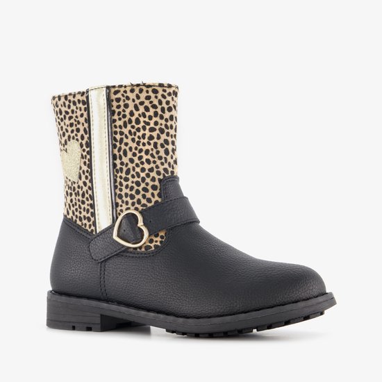 Bottines fille Blue Box à imprimé léopard noir - Taille 28
