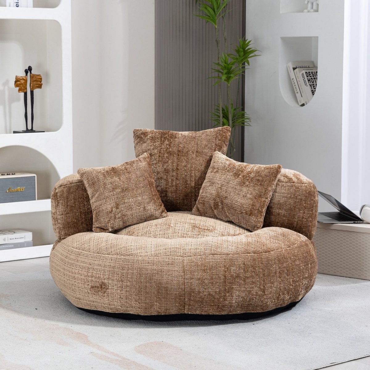PHOEBE CAT Zitzak - Loungestoel - Chaise longue - met 3 kussens - Chenille stof - Gaming f