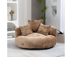 PHOEBE CAT Zitzak - Loungestoel - Chaise longue - met 3 kussens - Chenille stof - Gaming fauteuil - Bruin