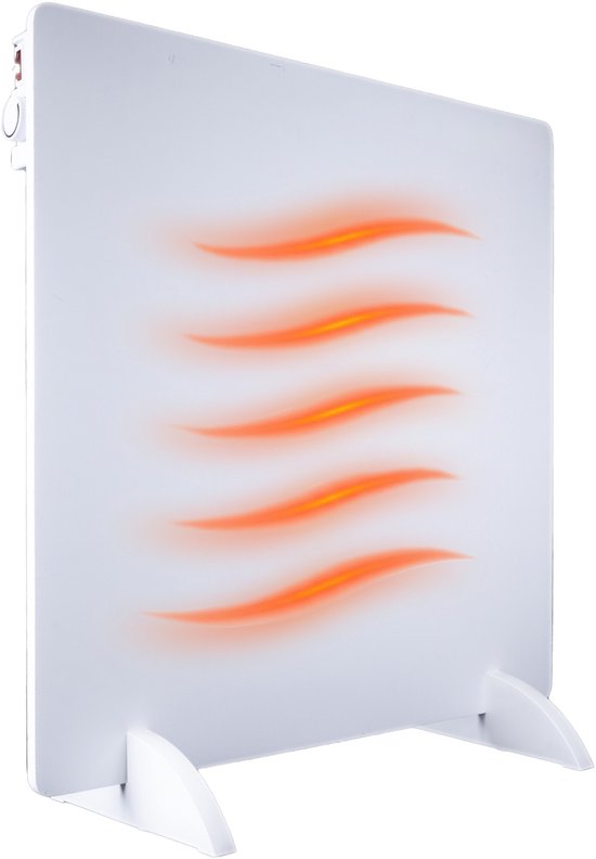 Infrarood Verwarmingspaneel 425W - Voordelig in Gebruik - Makkelijk Verplaatsbaar - 63,7 x 66,3 x 1,1 cm - Overschilderbaar - Elektrische kachel - Thermostaat - Staand - Heater - Bijverwarming - Wit - Silvergear