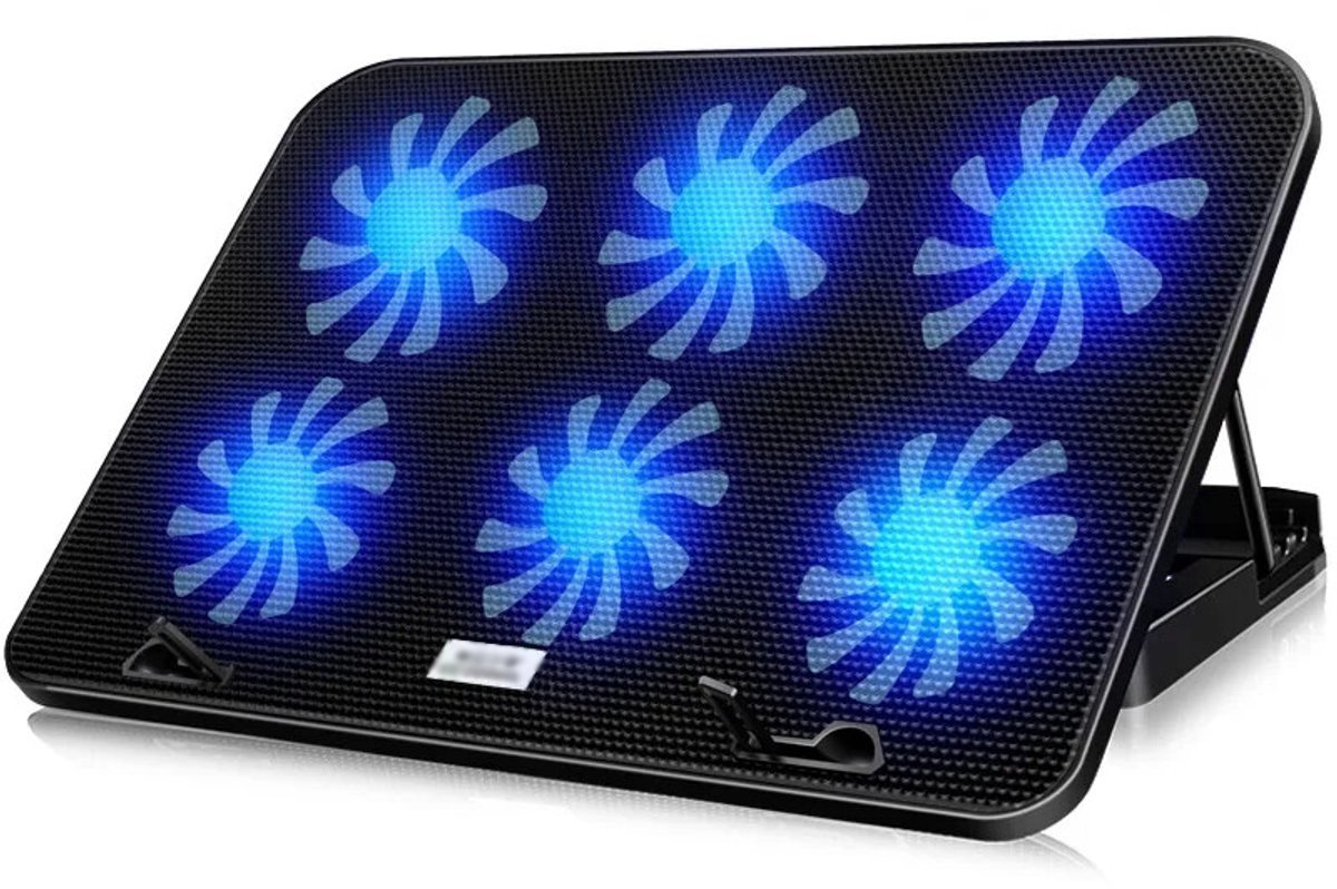 Image of 13-18 inch USB laptopkoeler, koelpadstandaard, verstelbare 6 ventilatoren, gaming-pc en laptop
