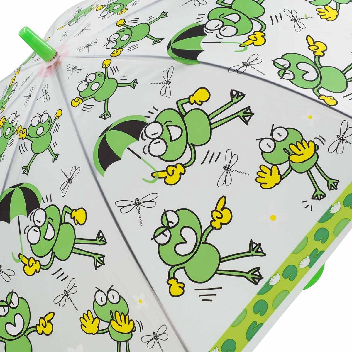 Kinder paraplu | Groen | Kikker motief | Frog motive | doorzichtig plastic| 96 cm