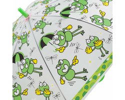 Kinder paraplu | Groen | Kikker motief | Frog motive | doorzichtig plastic| 96 cm