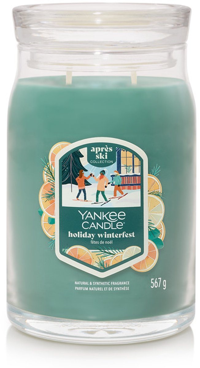 Yankee Candle Holiday Winterfest Large Jar Geurkaars - 90 branduren - twee lonten Groen