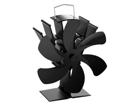 6-bladige houtkachelventilator met warmteaandrijving, haardventilator, kachelventilator voor open haard, pelletkachel, houtkachel en houtkachel, 87℃ bij opstarten, stille werking