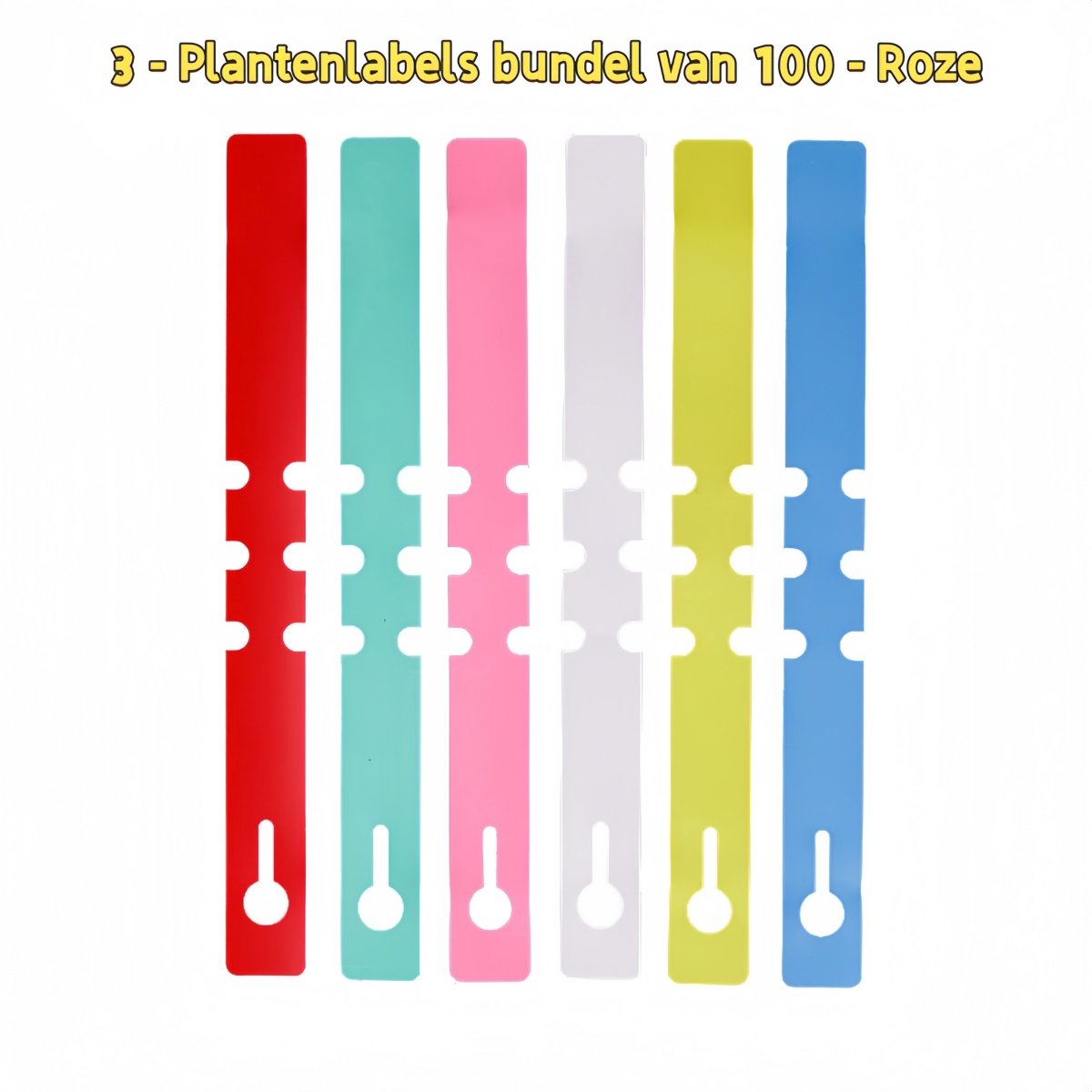 3-pack - Plantenlabels - Voor bloempotten - 2 x 21 cm - Pak van 100 - Roze