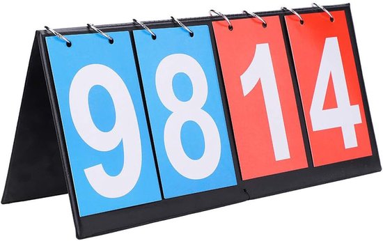 Foto: Vitdipy viercijferig scorebord draagbaar sport scorebord opvouwbaar scorebord geschikt voor basketbal voetbal badminton en honkbal 36 5 16 5cm rood en blauw