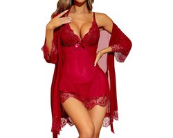 Sexy Dames Lingerieset - 3-Delig Verleidelijk Ondergoed - Kanten Ondergoed - Sexy Lingerieset - T-Rug - Verleidelijk - Festival Outfit - Geschikt Voor Jubilea, Huwelijksreizen, Gala-Avonden, Romantische Avonden, Valentijnsdag, Huwelijksnachten - L